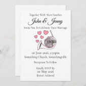 Franse hoorn bruiloft uitnodiging messing muzikant (Voorkant / Achterkant)