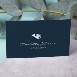 Franse hoorn Elegante muzikant Navy Blue Visitekaartje