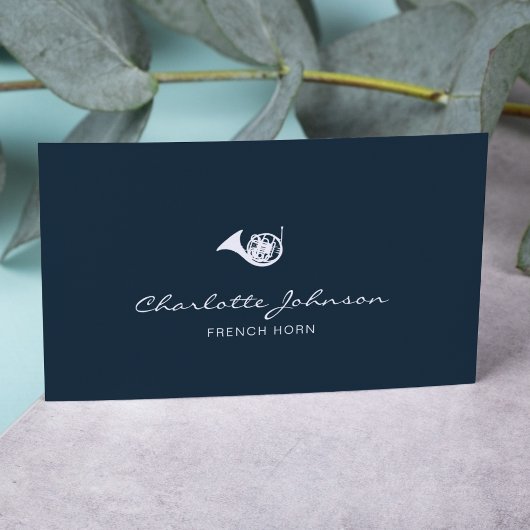 Franse hoorn Elegante muzikant Navy Blue Visitekaartje