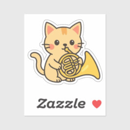 Franse Hoorn Kat Schattige Kunst Sticker