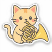 Franse Hoorn Kat Schattige Kunst Sticker (Voorkant)