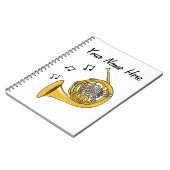 Franse hoorn messing muzikant muziekleraar op maat notitieboek (Linkerzijde)