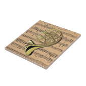 Franse Hoorn ~ Met achtergrond voor muziek op vel Tegeltje (Zijkant)