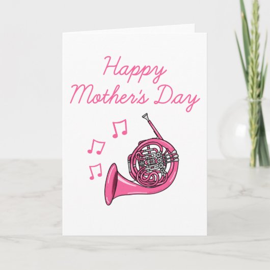 Franse hoorn Moederdag messing muzikant Bedankkaart (Voorkant)