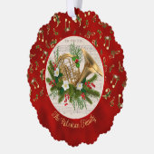 Franse Hoorn Musical Rode Kerstfoto Ornament Kaart (Links)