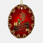 Franse hoorn ~ Musical Scroll ~ Merry Kerst~ Keramisch Ornament (Rechts)