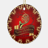 Franse hoorn ~ Musical Scroll ~ Merry Kerst~ Keramisch Ornament (Links)