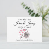 Franse hoorn muzikant bruiloft save the date (Staand voorkant)