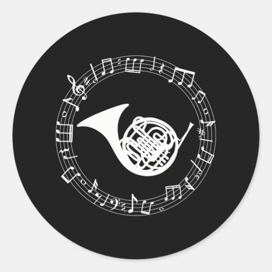 Franse hoorn muzikant instrument hoorn speler ronde sticker (Voorkant)