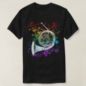 Franse hoorn Regenboog Kleuren Hornist Messing Muz T-shirt (Design voorkant)