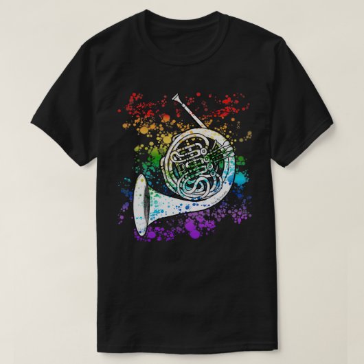 Franse hoorn Regenboog Kleuren Hornist Messing Muz T-shirt (Design voorkant)