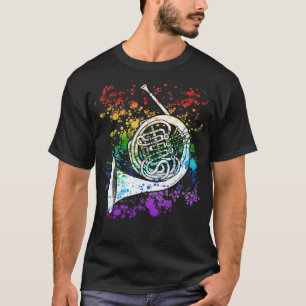 Franse hoorn Regenboog Kleuren Hornist Messing Muz T-shirt