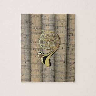 Franse hoorn ~ Rollend blad Muziek Terug ~ Musical Legpuzzel