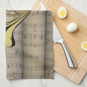 Franse hoorn ~ Rollend blad Muziek Terug ~ Musical Theedoek (Quarter Fold)