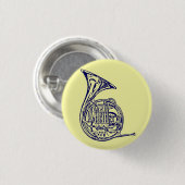 Franse hoorn ronde button 3,2 cm (Voorkant /achterkant)