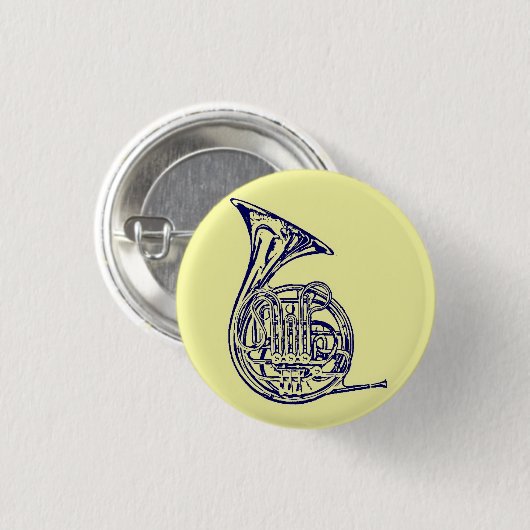 Franse hoorn ronde button 3,2 cm (Voorkant /achterkant)