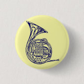 Franse hoorn ronde button 3,2 cm (Voorkant)