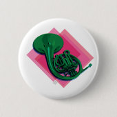 Franse hoorn ronde button 5,7 cm (Voorkant)