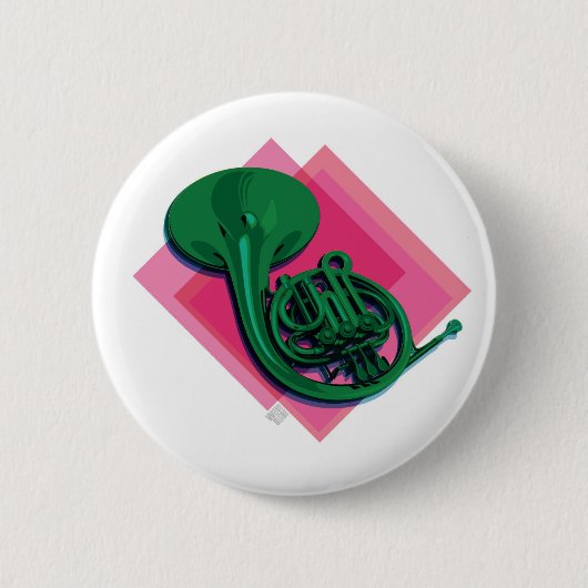 Franse hoorn ronde button 5,7 cm (Voorkant)