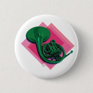 Franse hoorn ronde button 5,7 cm