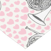 Franse hoorn roze harten, messing muzikant bruilof korte tafelloper (Hoek)