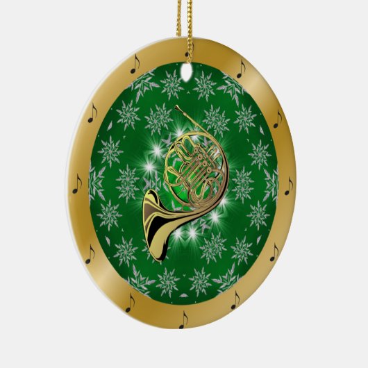 Franse hoorn ~ Silver ~ Green ~ Gold ~ Kerstmis ~ Keramisch Ornament (Rechts)