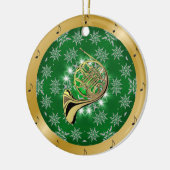 Franse hoorn ~ Silver ~ Green ~ Gold ~ Kerstmis ~ Keramisch Ornament (Links)