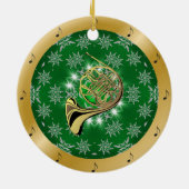 Franse hoorn ~ Silver ~ Green ~ Gold ~ Kerstmis ~ Keramisch Ornament (Achterkant)