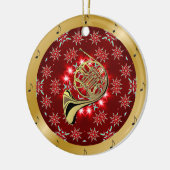 Franse hoorn ~ Silver ~ Red~ Kerst~ Keramisch Ornament (Links)