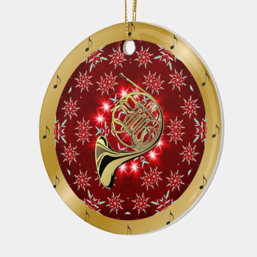 Franse hoorn ~ Silver ~ Red~ Kerst~ Keramisch Ornament (Links)