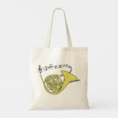 Franse hoorn tekening wervelde muziek personeel |  tote bag (Achterkant)