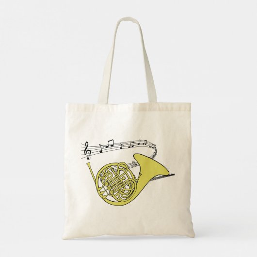 Franse hoorn tekening wervelde muziek personeel |  tote bag (Achterkant)