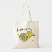 Franse hoorn tekening wervelde muziek personeel |  tote bag (Voorkant)