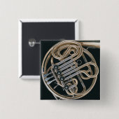 Franse hoorn vierkante button 5,1 cm (Voorkant /achterkant)