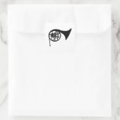Franse hoorn vierkante sticker (Tas)