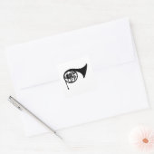 Franse hoorn vierkante sticker (Envelop)