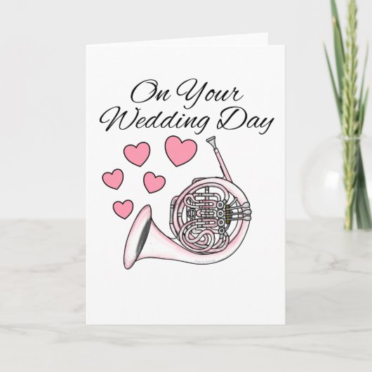 Franse Hoorn Wedding Kaart Messing Muzikant (Voorkant)