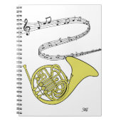 Franse hoorn wervelde muziek Personeel Tekening &  Notitieboek (Voorkant)