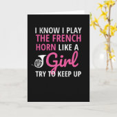 Franse hoornspeler Meisje | Franse Hornist Vrouwen Kaart (Gele Bloem)