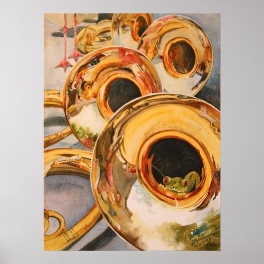 Franse horens musicus Funny Frog Escape Artist Poster (Voorkant)