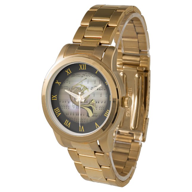 Franse Horn ~ Achtergrond "The Musical Planet" * ~ Horloge (Gekanteld)