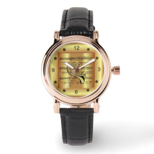 Franse Horn~Curved-vel Music~Gold Background~ Horloge