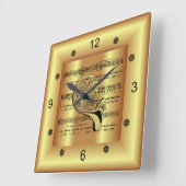 Franse Horn~Curved-vel Music~Gold Background~  Vierkante Klok (Hoek)