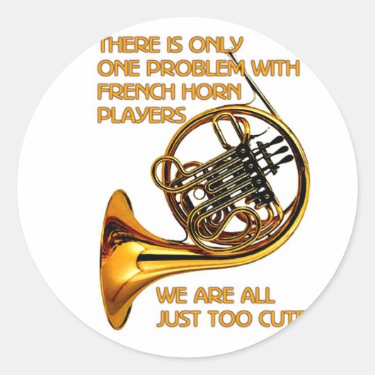 Franse Horn Cutie Ronde Sticker (Voorkant)