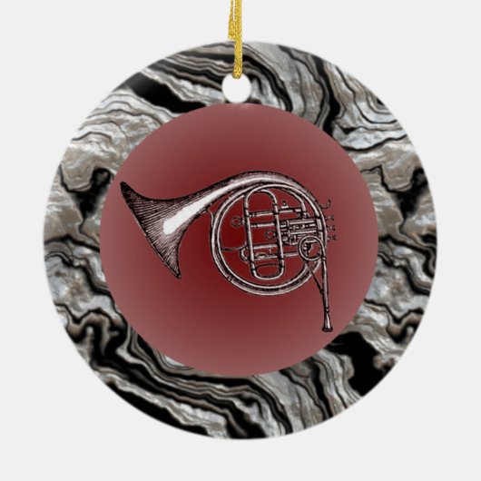 Franse Horn Drawing Pendant Ornament (Achterkant)