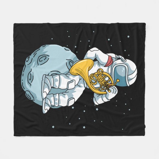 Franse Horn Gifts Mannen Brass Music Franse Horn Fleece Deken (Voorkant (Horizontaal))