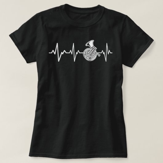 Franse Horn Heartbeat-cadeauapparaat Horn Player2 T-shirt (Design voorkant)
