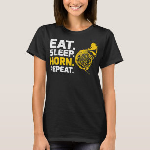 Franse Horn Music Eat Sleep Horn Repeteren4 T-shirt