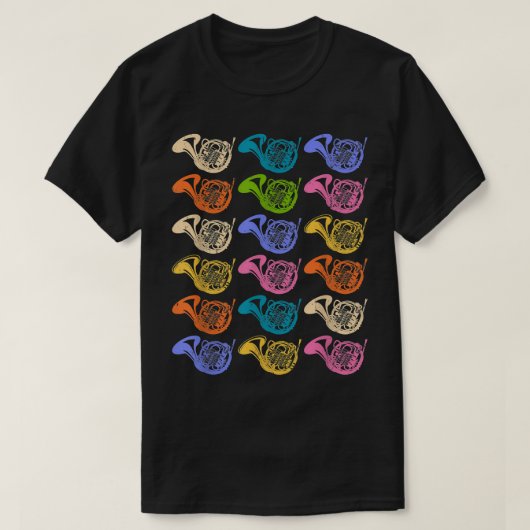 Franse Horn Music Lover , Frans Horn Patter T-shirt (Design voorkant)