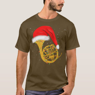 Franse Horn Music Lover Lighting Santa French Horn T-shirt